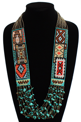 Six Navajo Rug Story Necklace - #201 Bronze, Magnetic Clasp!