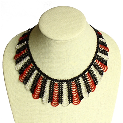 Hamaca Necklace - #121 Red & Crystal Stripe, Magnetic Clasp!