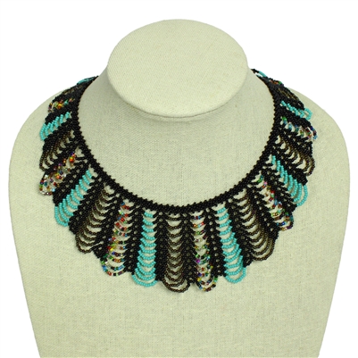Hamaca Necklace - #139-2 Turquoise, Black, Bronze, Multi Stripe, Magnetic Clasp!
