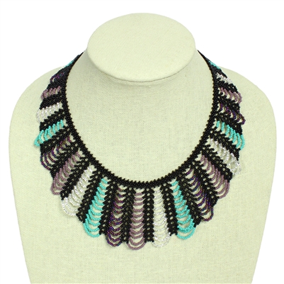 Hamaca Necklace - #145 Turquoise, Purple, Crystal, Magnetic Clasp!