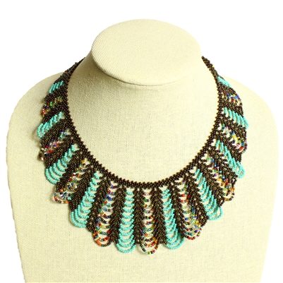 Hamaca Necklace - #153-2 Turquoise, Bronze, Multi, Stripe, Magnetic Clasp!