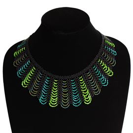 Hamaca Necklace - #453 Green and Black Stripe, Magnetic Clasp!