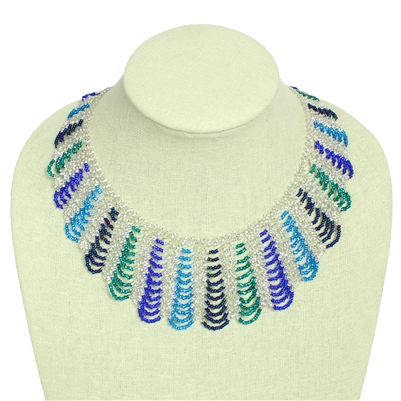 Hamaca Necklace - #457 Blue, Emerald, Crystal Stripe, Magnetic Clasp!