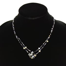 Crystal Mandala Necklace - #102 Black and Crystal, Magnetic Clasp!