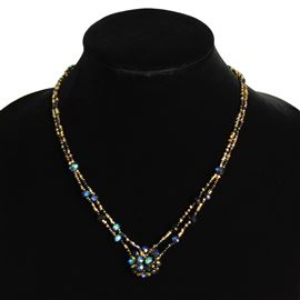 Crystal Mandala Necklace - #104 Black and Gold, Magnetic Clasp!