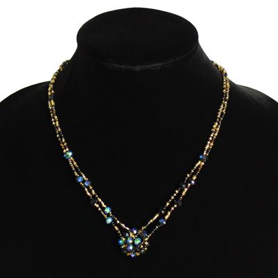 Crystal Mandala Necklace - #104 Black and Gold, Magnetic Clasp!