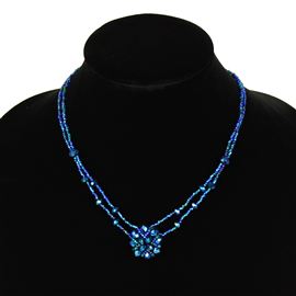 Crystal Mandala Necklace - #108 Blue, Magnetic Clasp!