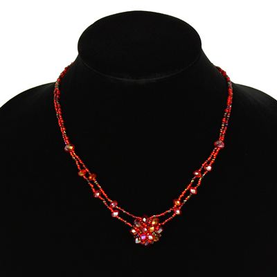 Crystal Mandala Necklace - #111 Red Garnet, Magnetic Clasp!