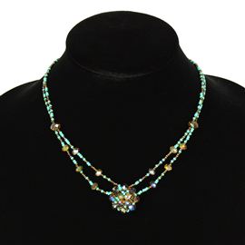 Crystal Mandala Necklace - #131 Turquoise and Bronze, Magnetic Clasp!