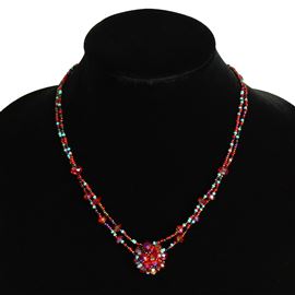 Crystal Mandala Necklace - #138 Turquoise and Red, Magnetic Clasp!