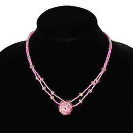 Crystal Mandala Necklace - #164 Pink, Magnetic Clasp!