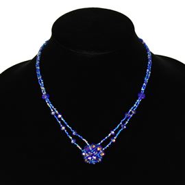 Crystal Mandala Necklace - #170 Blue and Crystal, Magnetic Clasp!