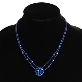 Crystal Mandala Necklace - #202 Blue Iris, Magnetic Clasp!