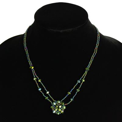 Crystal Mandala Necklace - #203 Green Iris, Magnetic Clasp!