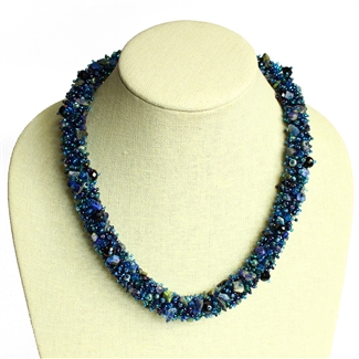 Super Fuzzy Necklace - #108 Blue, Double Magnetic Clasp!