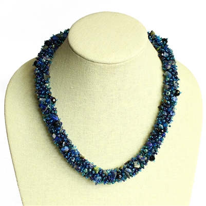 Super Fuzzy Necklace - #108 Blue, Double Magnetic Clasp!