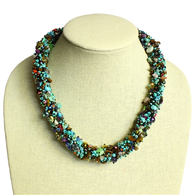 Super Fuzzy Necklace - #153 Turquoise, Bronze, Multi, Double Magnetic Clasp!