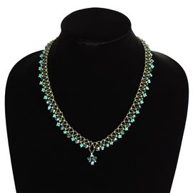 Lace Drop Necklace - #131 Turquoise and Bronze, Magnetic Clasp!
