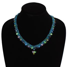 Lace Drop Necklace - #176 Blue Multi, Magnetic Clasp!