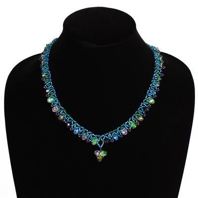 Lace Drop Necklace - #176 Blue Multi, Magnetic Clasp!