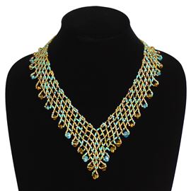 Lola Necklace - #132 Turquoise and Gold, Magnetic Clasp!