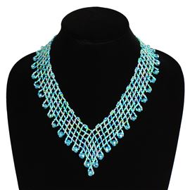 Lola Necklace - #135 Turquoise and Crystal, Magnetic Clasp!