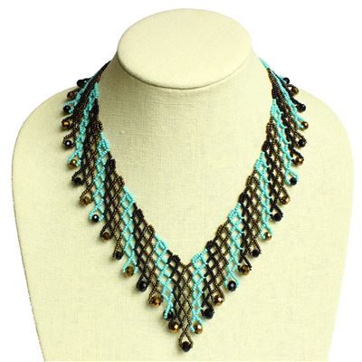 Lola Necklace - #139 Turquoise, Black, Bronze, Magnetic Clasp!