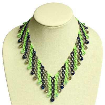 Lola Necklace - #521 Blue and Lime, Magnetic Clasp!