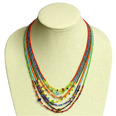 7 Strand with Crystals Necklace - #100 Multi Color Block, Magnetic Clasp!