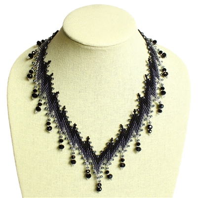 Lightning Necklace - #102 Black and Crystal, Magnetic Clasp!