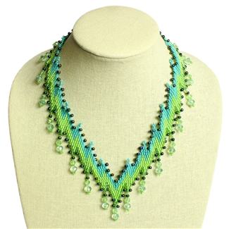 Lightning Necklace - #134 Turquoise and Lime, Magnetic Clasp!