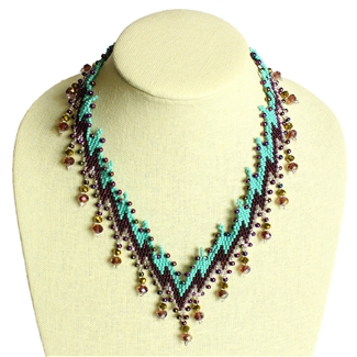 Lightning Necklace - #137 Turquoise and Purple, Magnetic Clasp!