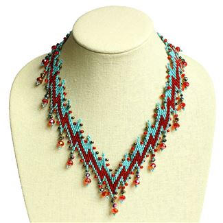 Lightning Necklace - #138 Turquoise and Red, Magnetic Clasp!