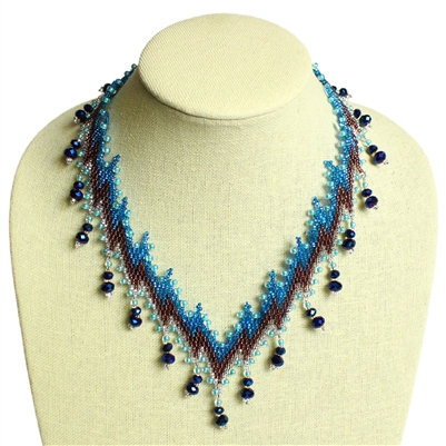 Lightning Necklace - #506 Blue Iris and Crystal, Magnetic Clasp!