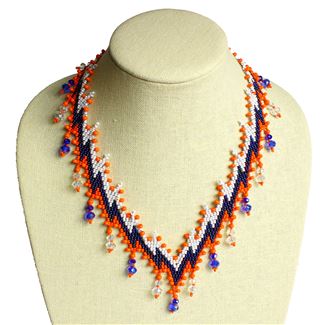 Lightning Necklace - #519 Orange and Blue, Magnetic Clasp!