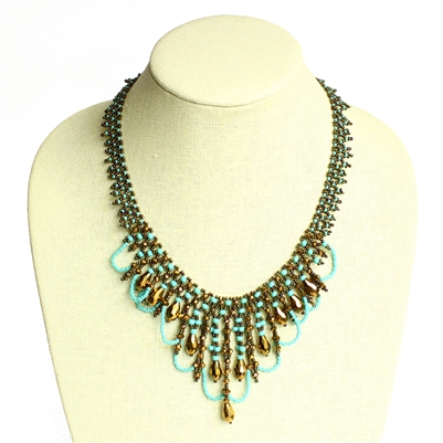 Chandelier Necklace - #131 Turquoise and Bronze, Magnetic Clasp!