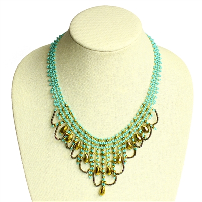 Chandelier Necklace - #132 Turquoise and Gold, Magnetic Clasp!