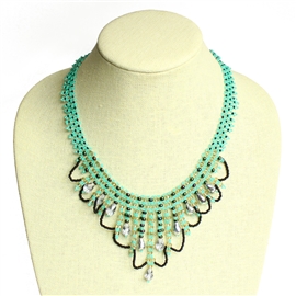 Chandelier Necklace - #271 Mint and Black, Magnetic Clasp!