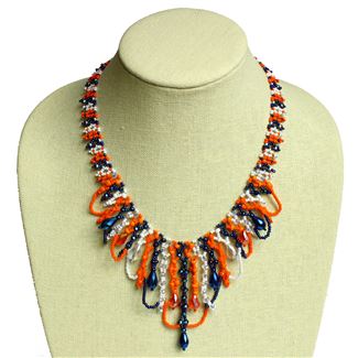 Chandelier Necklace - #519 Orange and Blue, Magnetic Clasp!
