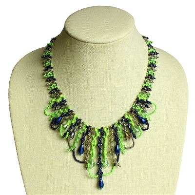Chandelier Necklace - #521 Blue and Lime, Magnetic Clasp!