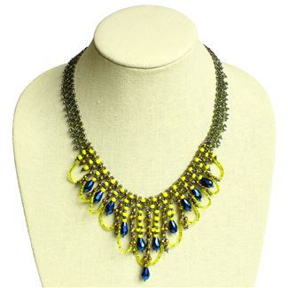 Chandelier Necklace - #896 Yellow, Blue, Gray, Magnetic Clasp!