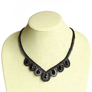 Aurora Necklace - #102 Black and Crystal, Magnetic Clasp!