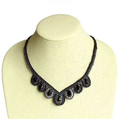 Aurora Necklace - #102 Black and Crystal, Magnetic Clasp!