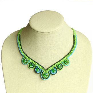 Aurora Necklace - #134 Turquoise and Lime, Magnetic Clasp!