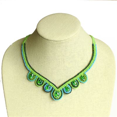 Aurora Necklace - #134 Turquoise and Lime, Magnetic Clasp!