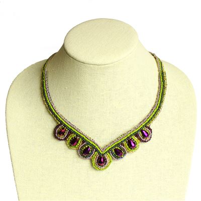 Aurora Necklace - #296 Lime, Lavender, Purple, Magnetic Clasp!