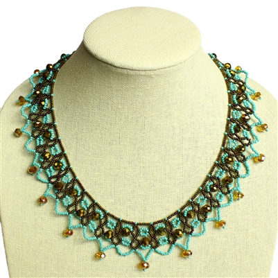 Carmen Necklace - #131 Turquoise and Bronze, Magnetic Clasp!