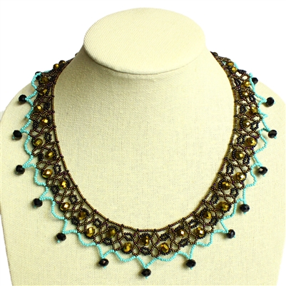 Carmen Necklace - #139 Turquoise, Black, Bronze, Magnetic Clasp!