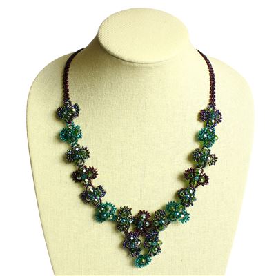 Primrose Necklace - #105 Purple and Green, Magnetic Clasp!