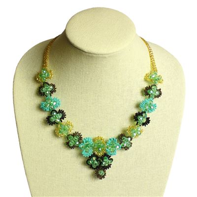 Primrose Necklace - #132 Turquoise and Gold, Magnetic Clasp!